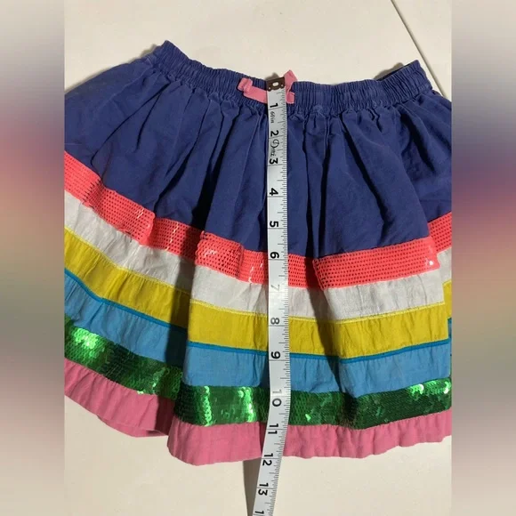 Mini Boden Blue Rainbow Sequined Gathered Skirt Elastic Waist Drawcord Size 5-6 - Picture 10 of 11
